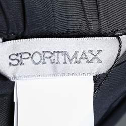 Pre Owned Sportmax Black Synthetic Contrast Trim Ruched Zip Detail Pants M