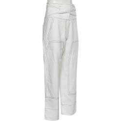 Pre Owned Sportmax Defile White Cotton Blend Loose Fit Trousers S