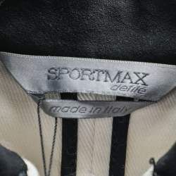 Pre Owned Sportmax Defile Off White Cotton Contrast Detail Zip Front Jacket S