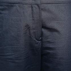 Pre Owned Sportmax Defile Navy Blue Cotton Contrast Trim Straight Leg Pants S