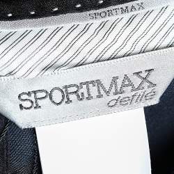 Pre Owned Sportmax Defile Navy Blue Cotton Contrast Trim Straight Leg Pants S