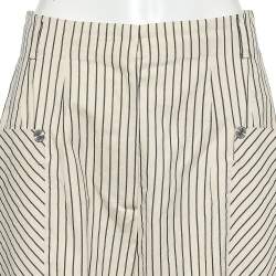 Pre Owned Sportmax Cream Striped Cotton Paneled Trousers M