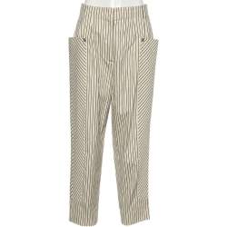 Pre Owned Sportmax Cream Striped Cotton Paneled Trousers M