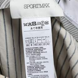 Pre Owned Sportmax Cream Striped Cotton Paneled Trousers M