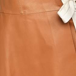 Pre Owned Sportmax Brown Leather Belted Wrap Sleeveless Jacket M