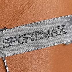 Pre Owned Sportmax Brown Leather Belted Wrap Sleeveless Jacket M
