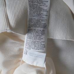 Pre Owned Sportmax Off White Silk & Rib Knit Boat Neck Top L