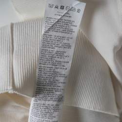 Pre Owned Sportmax Off White Silk & Rib Knit Boat Neck Top L