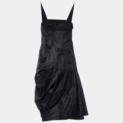Pre Owned Sportmax Black Floral Print Synthetic Sleeveless Dress M