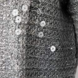 Pre Owned Sportmax Metallic Stripe Knit Sequin Embellished Long Sleeve Dress L