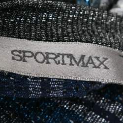 Pre Owned Sportmax Metallic Stripe Knit Sequin Embellished Long Sleeve Dress L