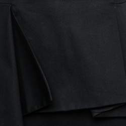 Pre Owned Sportmax Black Cotton Peplum Detailed Sleeveless Dress S