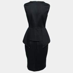 Pre Owned Sportmax Black Cotton Peplum Detailed Sleeveless Dress S