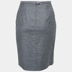 Sportmax Grey Wool High Slit Pencil Skirt S