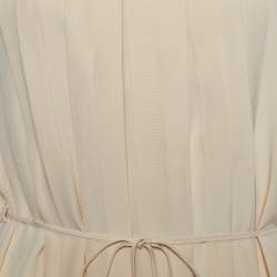 Pre Owned Sportmax Cream Silk Pleated Sleeveless Tunic S