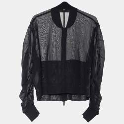 Pre Owned Sportmax Black Cotton Gauze Cosimo Bomber Jacket M