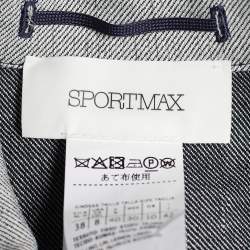 Pre Owned Sportmax Grey Linen Blend Elasticized Paneled Button Front Jacket M