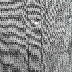 Pre Owned Sportmax Grey Linen Blend Elasticized Paneled Button Front Jacket M