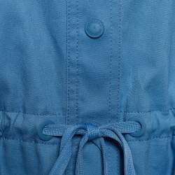Pre Owned Sportmax Blue Stretch Cotton Ribbed Long Sleeve Dress M
