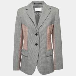 Sportmax Black & Pink Patterned Wool Single-Breasted Blazer M