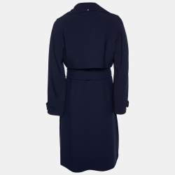 Pre Owned Sportmax Navy Blue Double Faced Belted Coat M