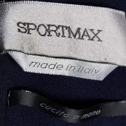 Pre Owned Sportmax Navy Blue Double Faced Belted Coat M