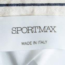 Pre Owned Sportmax White & Beige Striped Cotton Blazer L
