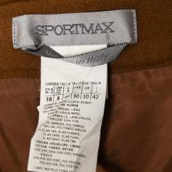 Sportmax Brown Wool A-Line Skirt M