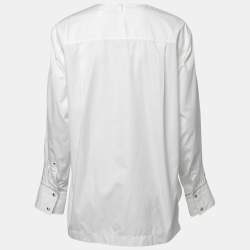 Pre Owned Sportmax White Cotton Long Sleeve Top M