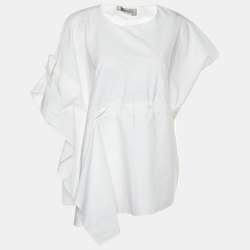 مملوكة مسبقًا Sportmax White Cotton Asymmetric Blouse L