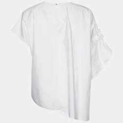 مملوكة مسبقًا Sportmax White Cotton Asymmetric Blouse L