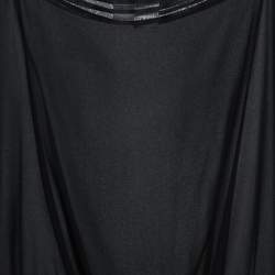 Pre Owned Sportmax Black Silk Tie Detailed Kimono Sleeve Blouse M