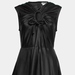 Pre Owned Sportmax Black Silk Blend Ruched Detail Sleeveless Gown M