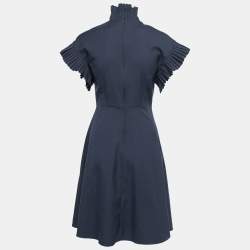 Pre Owned Sportmax Dark Blue High Neck Sleeveless A-line Midi Dress S