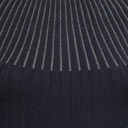 Pre Owned Sportmax Blue Wool Striped Rib Knit Sweater S