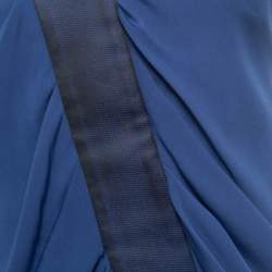 Pre Owned Sportmax Blue Crepe Draped Sleeveless Midi Dress S