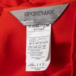 Pre Owned Sportmax Orange Crepe Short Sleeve Asymmetrical Midi Dress M