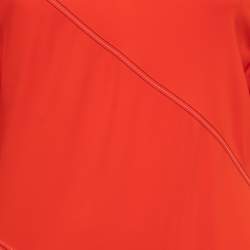 Pre Owned Sportmax Orange Crepe Short Sleeve Asymmetrical Midi Dress M