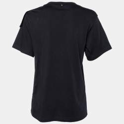 Pre Owned Sportmax Black Cotton Knit Ruffle Detail Top M