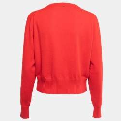 Pre Owned Sportmax Red Cashmere Cable Knit Sweater S