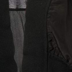 Pre Owned Sportmax Black Cotton Knit & Silk Cropped Shrug M