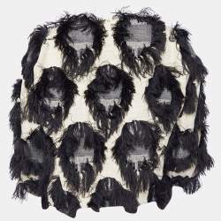 Pre Owned Sportmax Cream Cotton & Linen Frayed Detail Cropped Jacket S