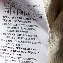 Pre Owned Sportmax Cream Cotton & Linen Frayed Detail Cropped Jacket S