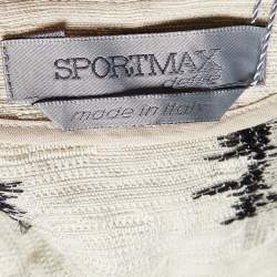 Pre Owned Sportmax Cream Cotton & Linen Frayed Detail Cropped Jacket S