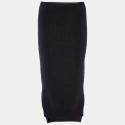 Pre Owned Sportmax Black Cotton Blend Knit Midi Skirt M