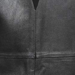 Pre Owned Sportmax Black Lambskin Leather V-Neck Sleeveless Dress S