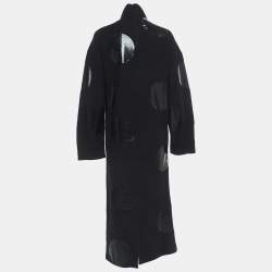 Pre Owned Sportmax Black Polka Dot Wool Turtleneck Dress M