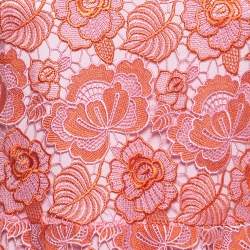 Pre Owned Sportmax Pink/Red Floral Pattern Lace Sleeveless Maxi Dress XS