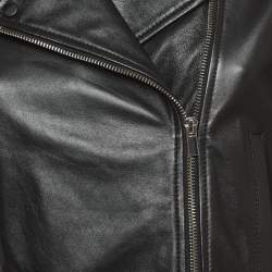 Sportmax Black Leather Cropped Biker Jacket M