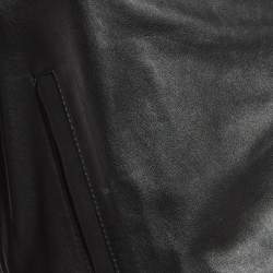 Sportmax Black Leather Cropped Biker Jacket M